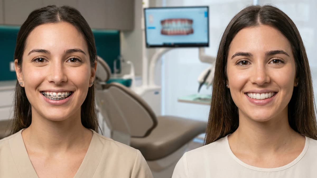 Comparativa entre ortodoncia convencional con brackets y alineadores invisibles